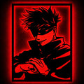 Red LED anime sorcerer MDF wall art with glowing border