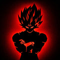 Red LED anime warrior MDF wall art with glowing red aura