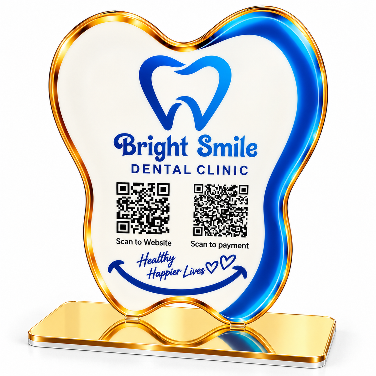 Tooth QR Code Stand for Dental Clinics | Scan to Pay & Google Review