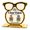 Optical Shop QR Code Stand | Spectacles Shape Acrylic Stand with 2 QR Codes