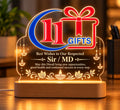 Customised table lamp with company logo printed in full colour on acrylic, wooden LED base – 11Gifts