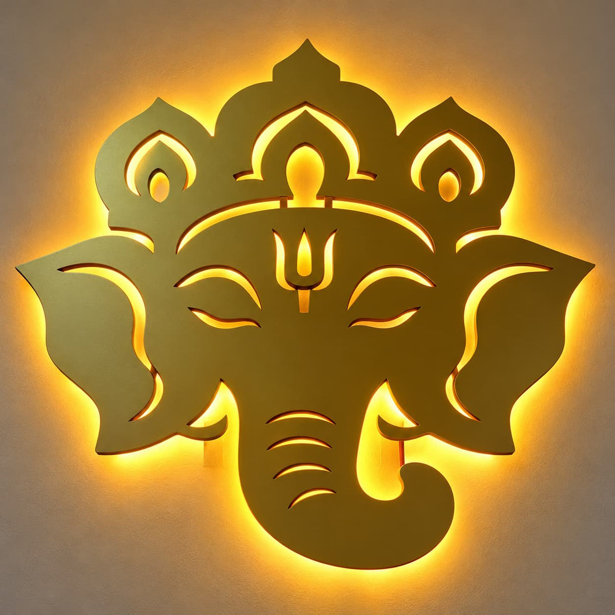 Ganesh LED Wall Light | Backlit Ganesha Wall Art, Gold Finish
