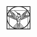 Hummingbird laser cut MDF wall art bold black Vitruvian design — nature decor housewarming gift India 11Gifts