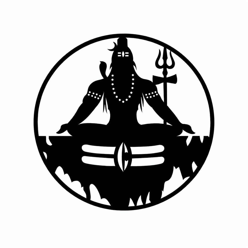 Lord Shiva laser cut MDF wall art black silhouette with trishul — sacred spiritual decor India 11Gifts