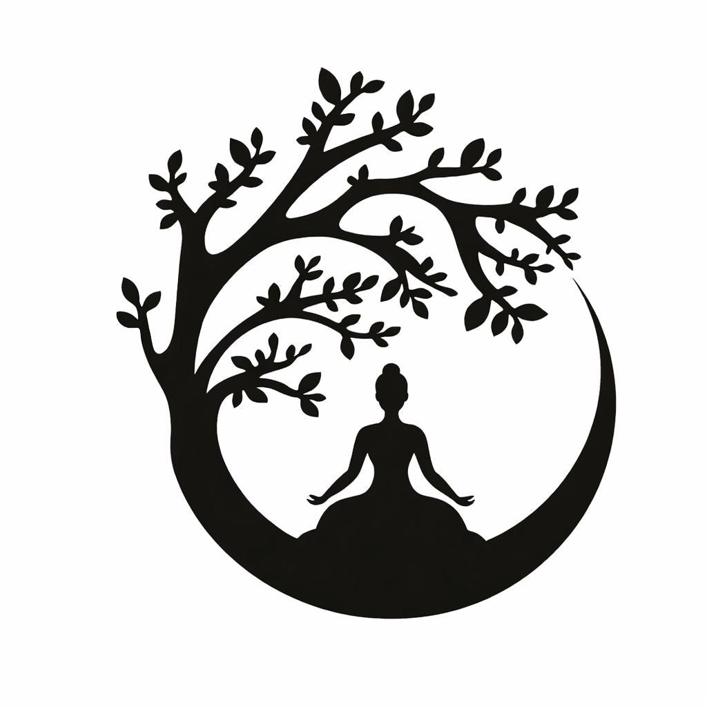 Meditation tree black laser cut MDF wall art silhouette — wellness decor gift India 11Gifts