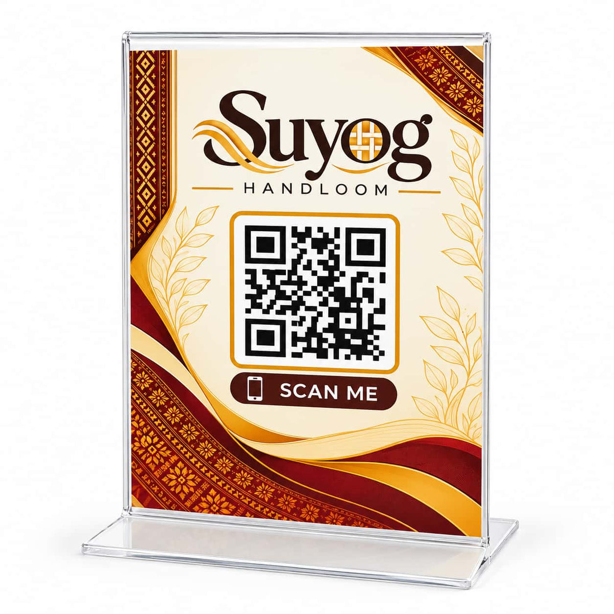 Payment QR Code Stand | Clear Acrylic Table Stand with Custom Printed Card