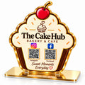 Bakery & Cafe QR Code Stand | Cupcake Shape Acrylic Stand with 2 QR Codes