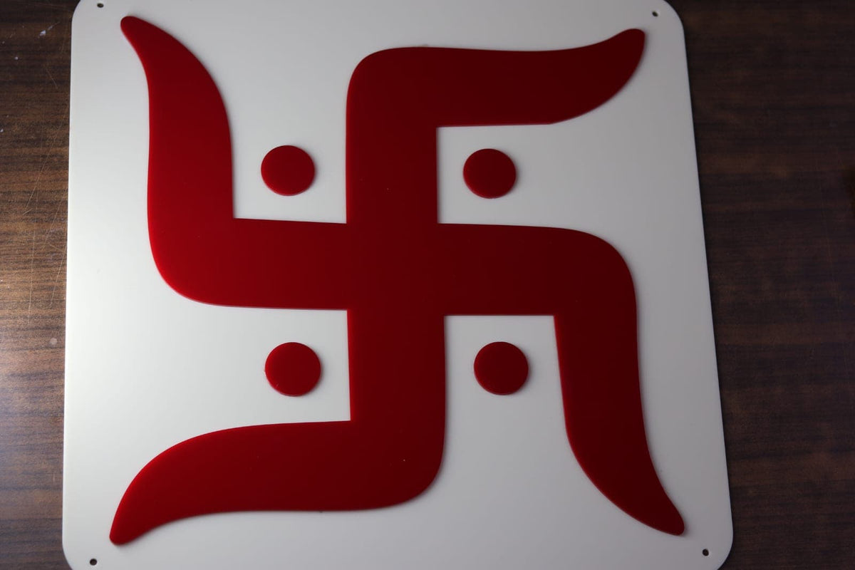 Swastik for Main Door | Red Acrylic Wall Decor | Pooja Room