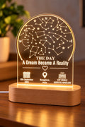 Hospital opening gift LED lamp with constellation design, hospital name and opening date engraved on acrylic, wooden base